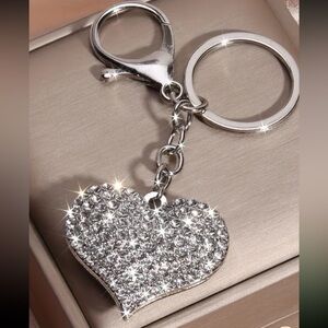 Silver Heart Keychain bag charm new
